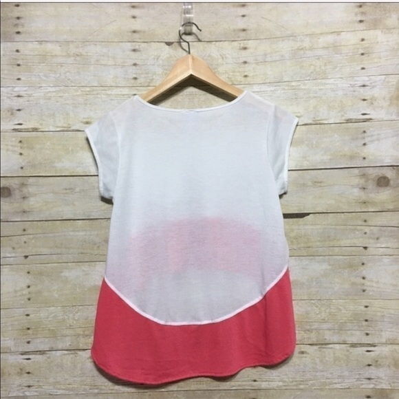 Lola Semi Sheer high low chest pocket Color Block Top size small - Picture 2 of 4